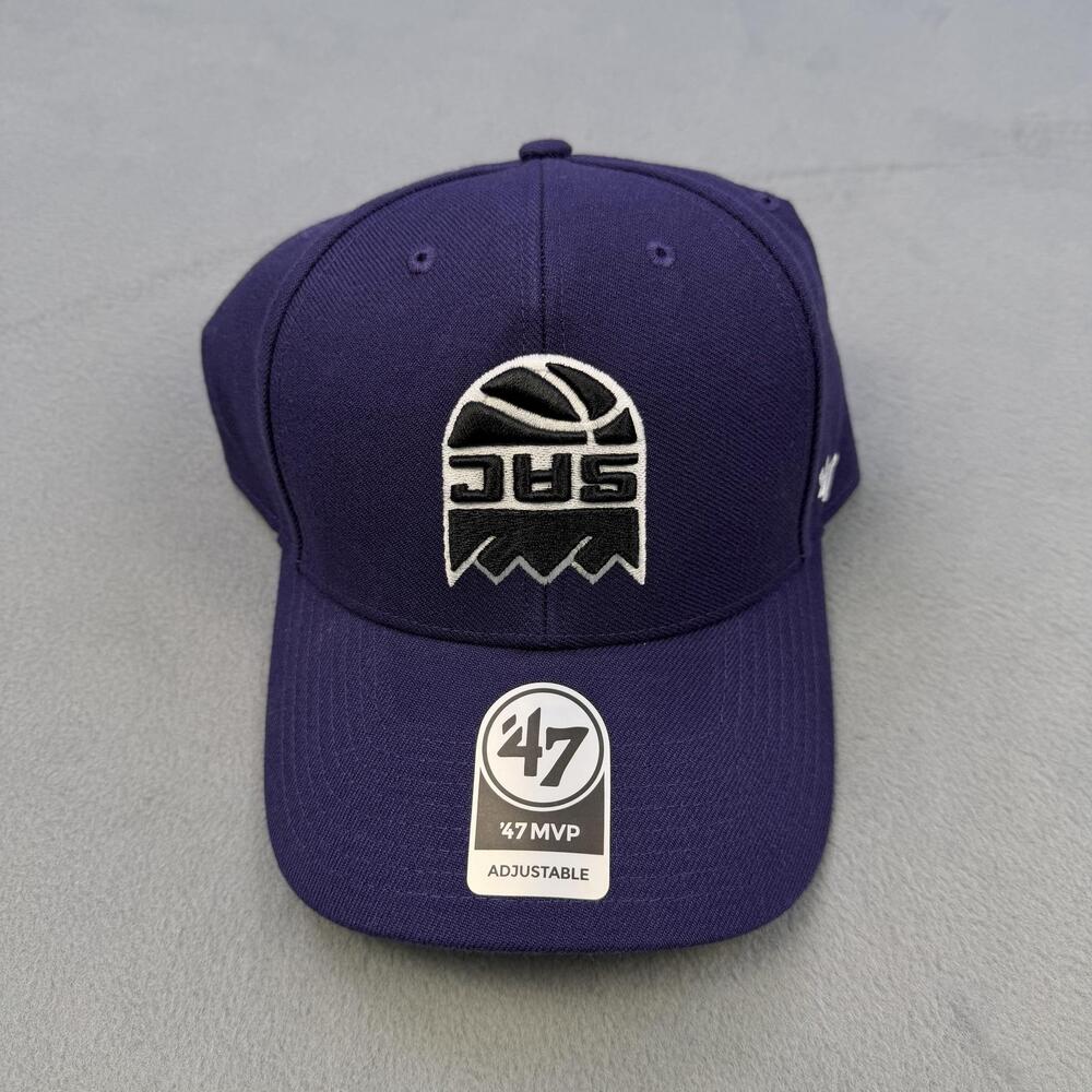 Sacramento Kings Hat Cap Mens One Size Purple Strap Back NBA Upside Down 47 MVP